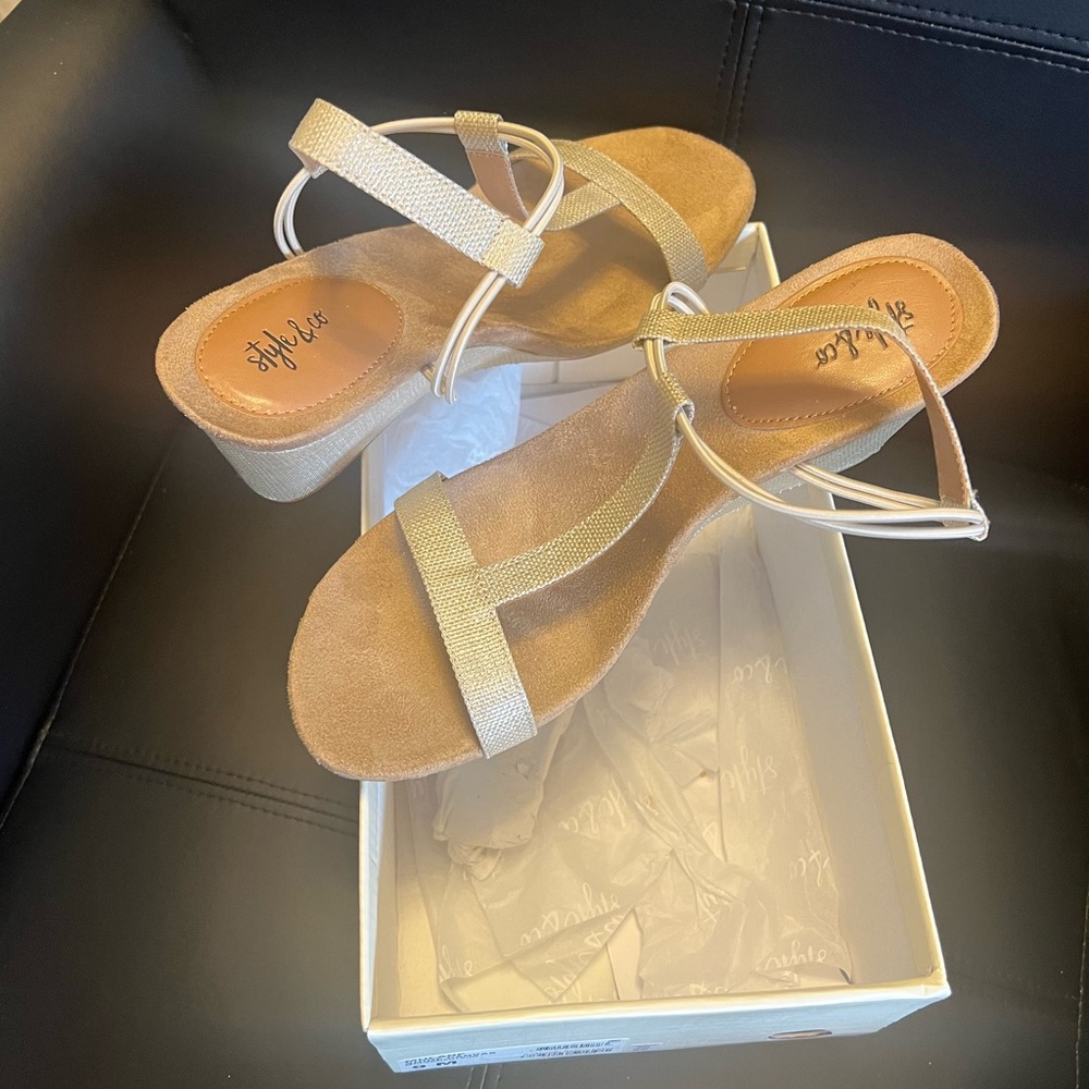 Style & Co. Beige Wedge Sandals